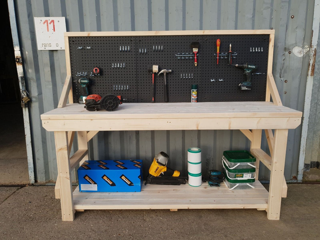 Wooden Kiln-dry Workbench With Peg Board