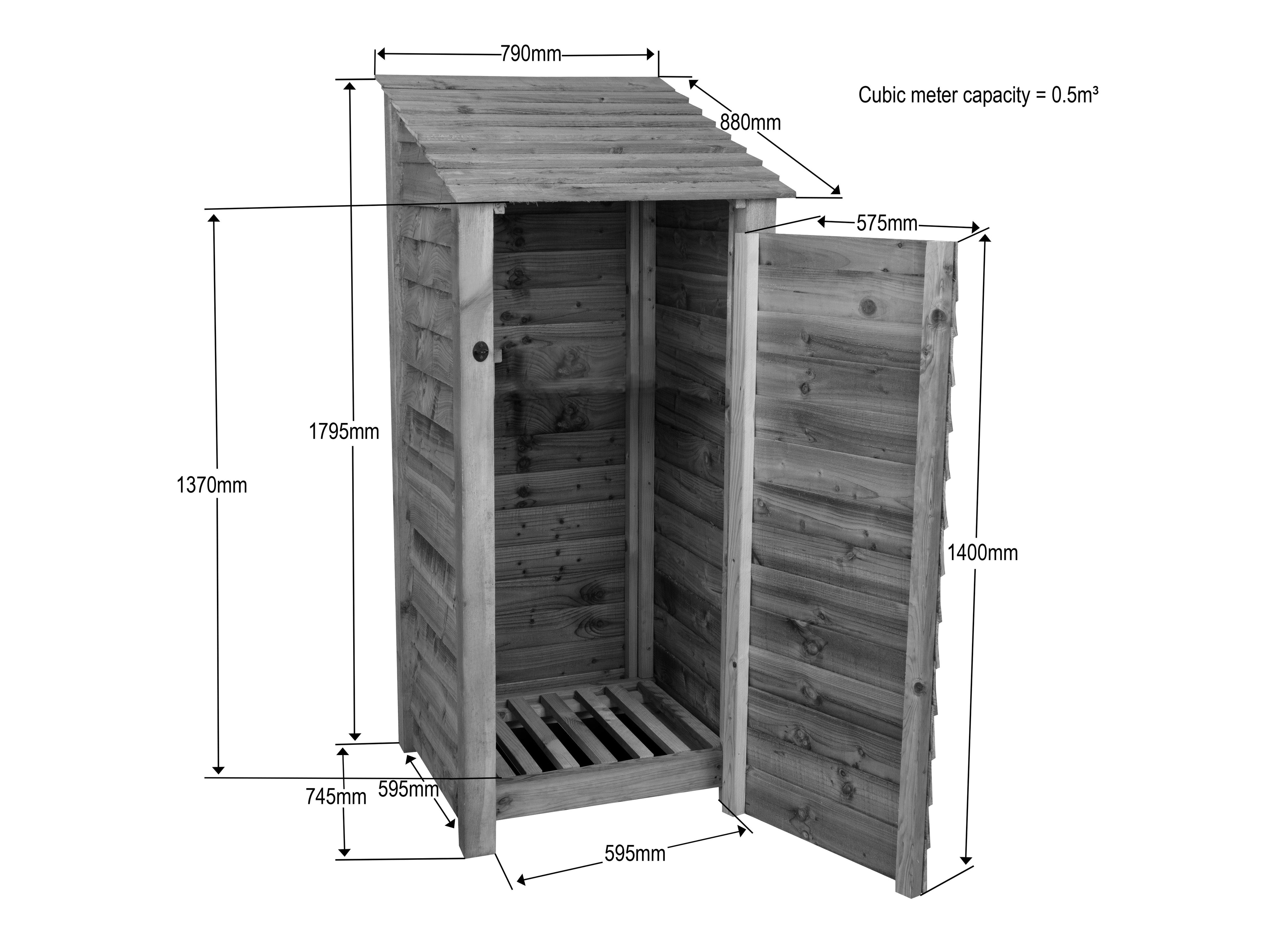 Wooden Garden Tool Storage W-79cm, H-126cm or 180cm, D-88cm - Brown Finish