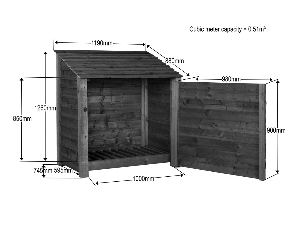 Wooden Garden Tool Storage W-119cm, H-126cm or 180cm, D-88cm - Brown Finish
