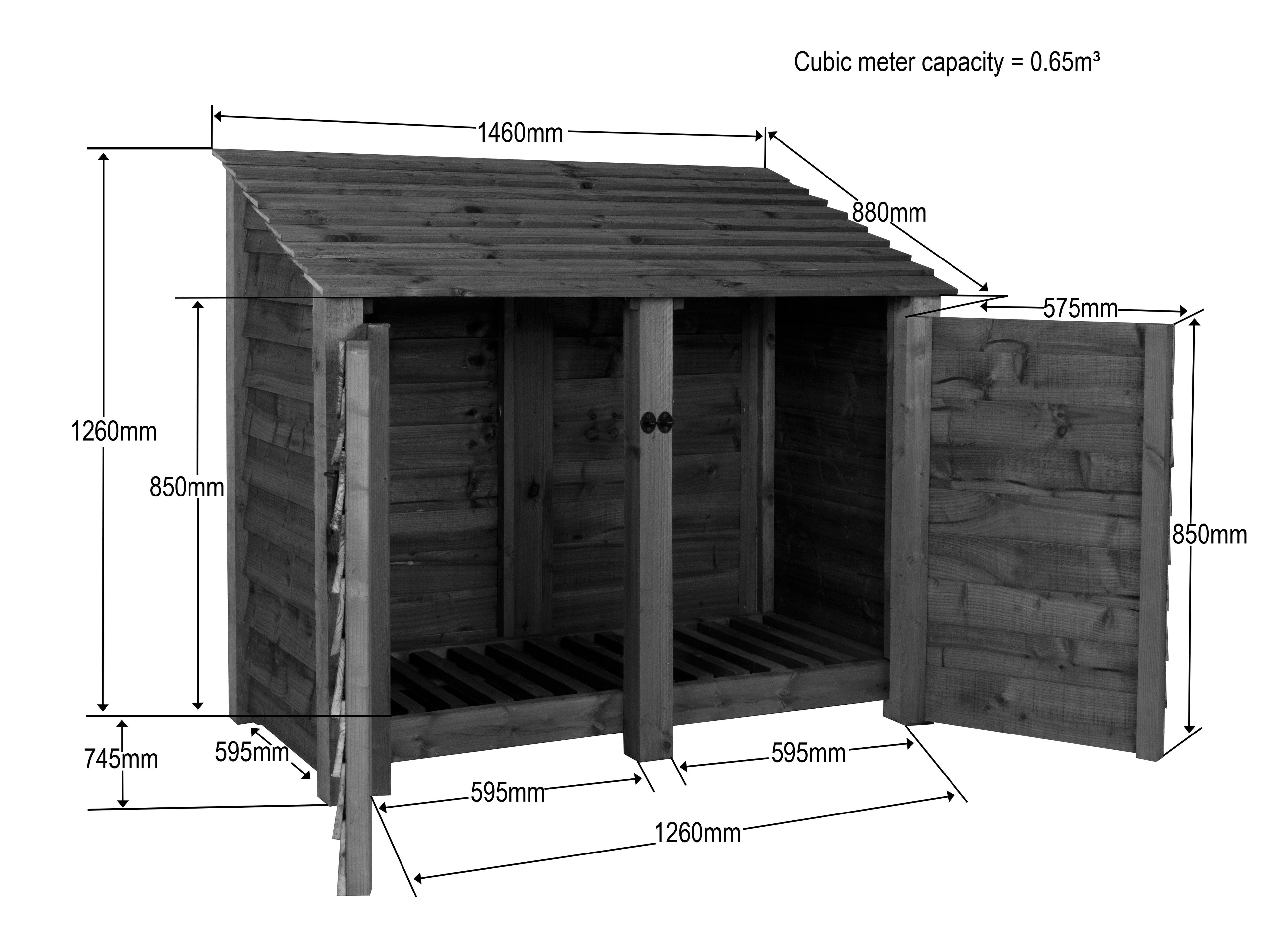 Wooden Garden Tool Storage W-146cm, H-126cm or 180cm, D-88cm - Brown Finish