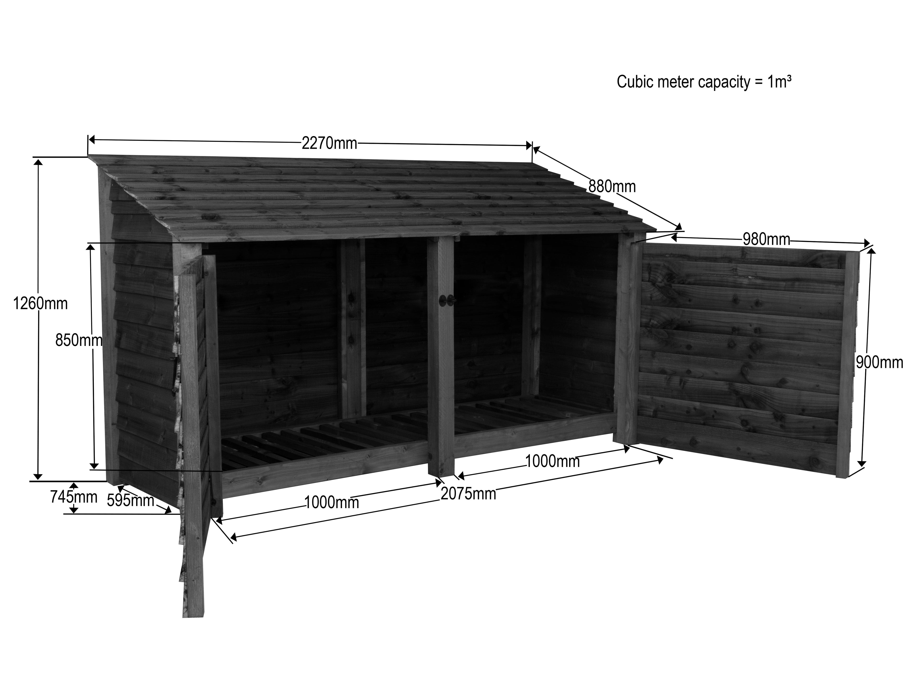 Wooden Garden Tool Storage W-227cm, H-126cm or 180cm, D-88cm