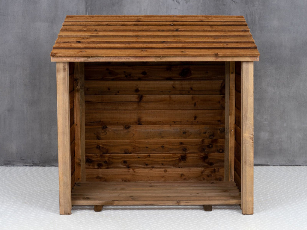 Wooden Log Store (W-119cm, H-118cm, D-71cm) - Brown Finish