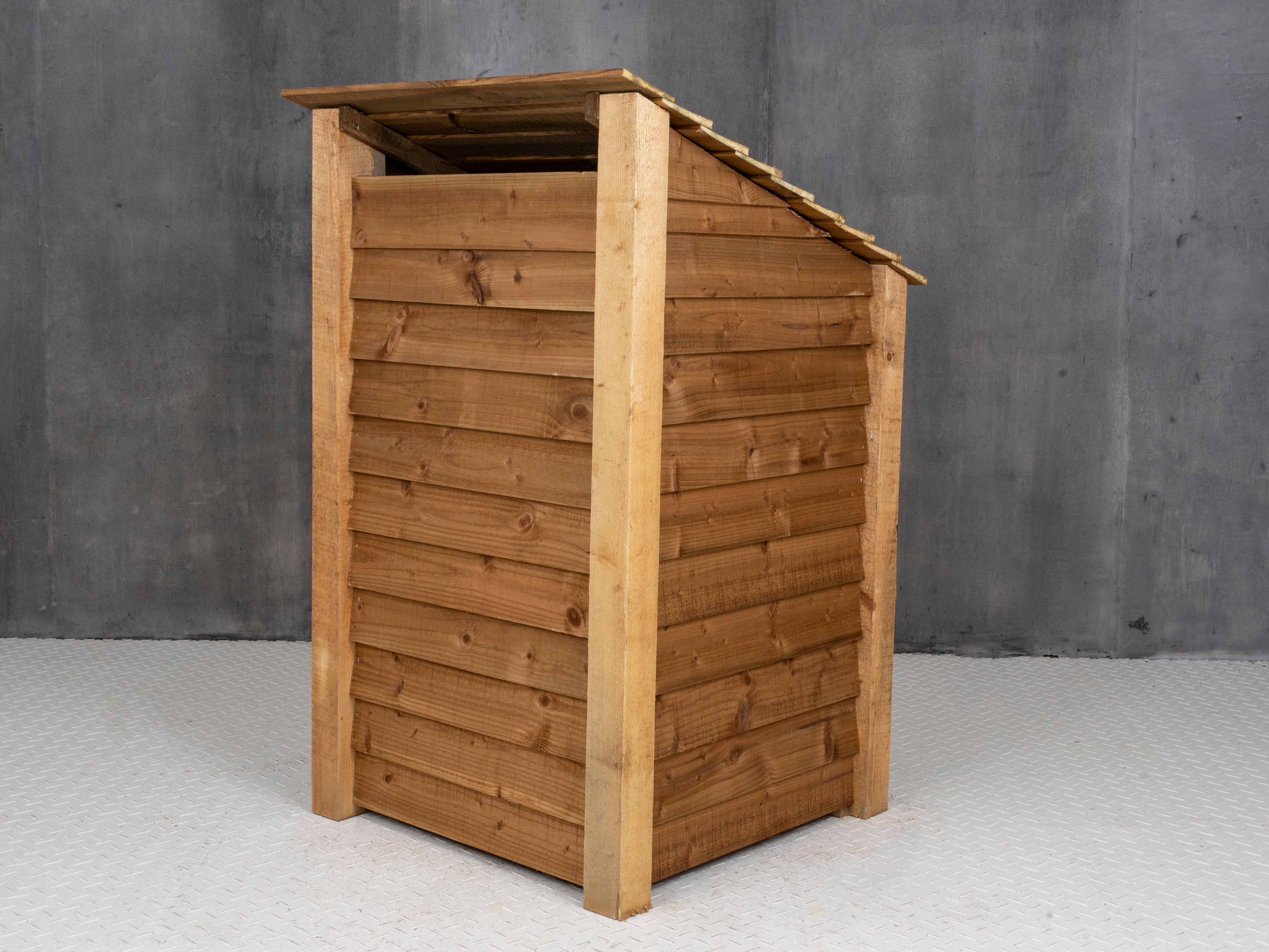 Wooden Log Store with Door and Shelf W-79cm, H-126cm or 180cm, D-88cm - Brown Finish