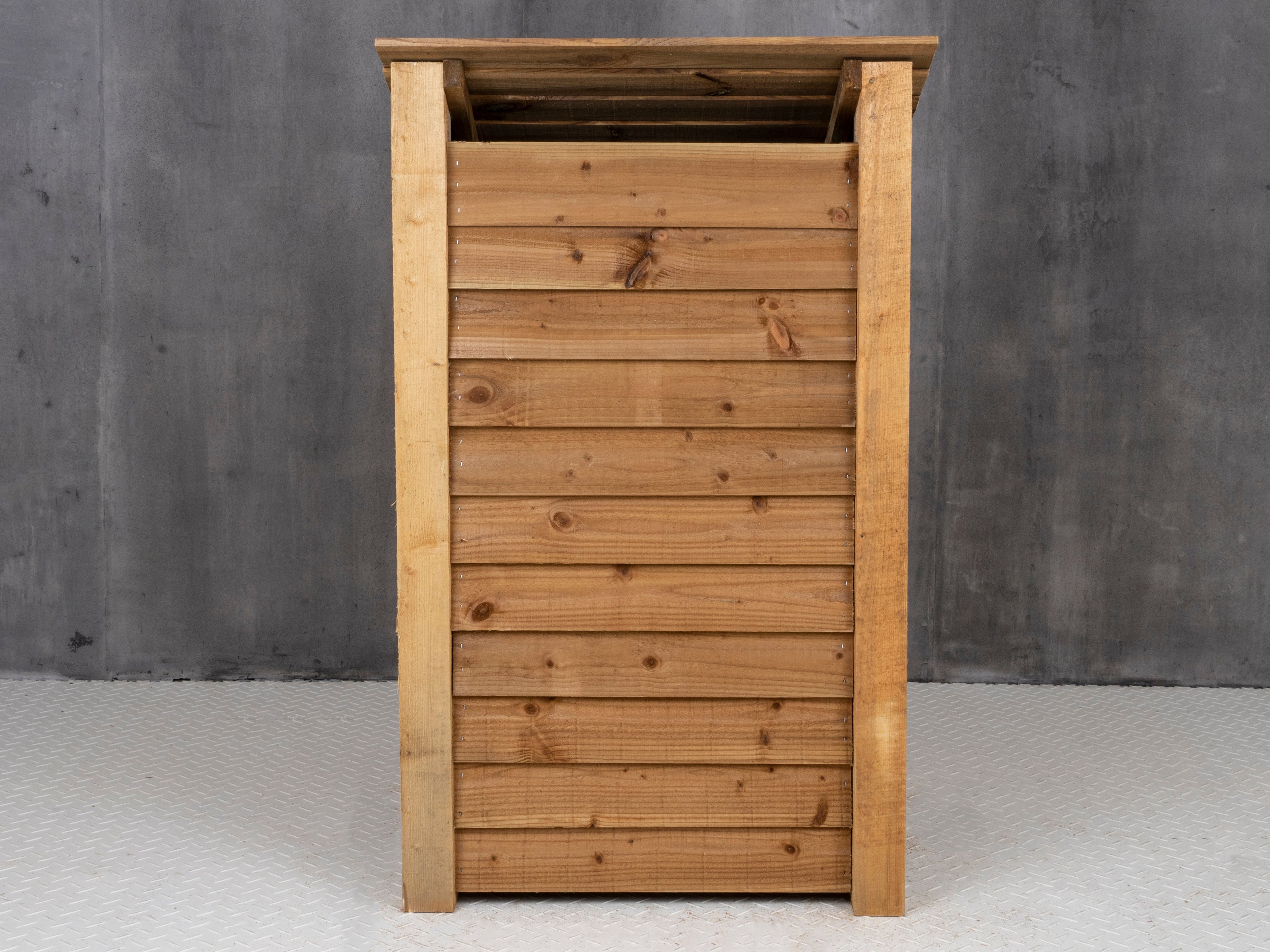 Wooden Log Store with Door and Shelf W-79cm, H-126cm or 180cm, D-88cm - Brown Finish
