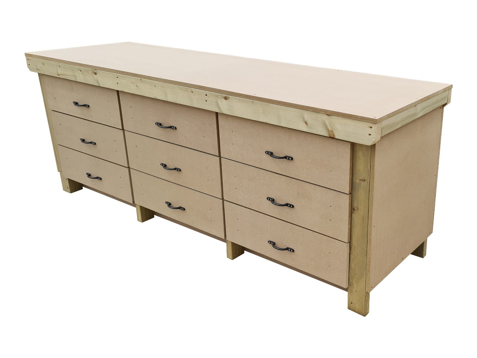 Wooden Mdf Top Workbench, Tool Cabinet (V.2) With Drawers