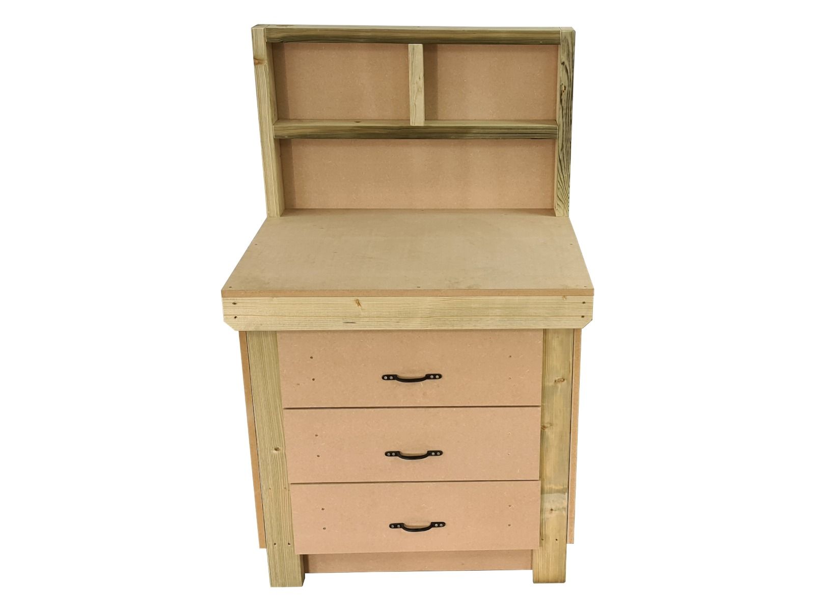 Wooden Mdf Top Workbench, Tool Cabinet (V.2) With Drawers With Back