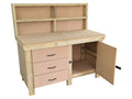 Wooden MDF top workbench, tool cabinet with lockable cupboard (V.3) with back
