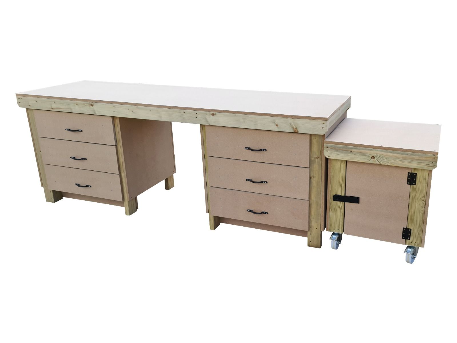 Wooden MDF Top Workbench With Drawers and Functional Lockable Cupboard (V.5)