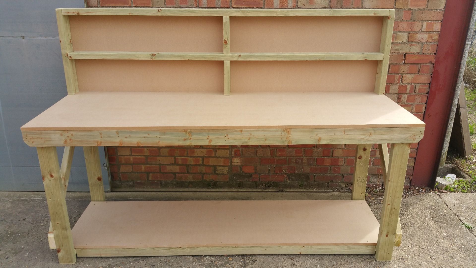 Wooden MDF top Workbench with Back Panel
