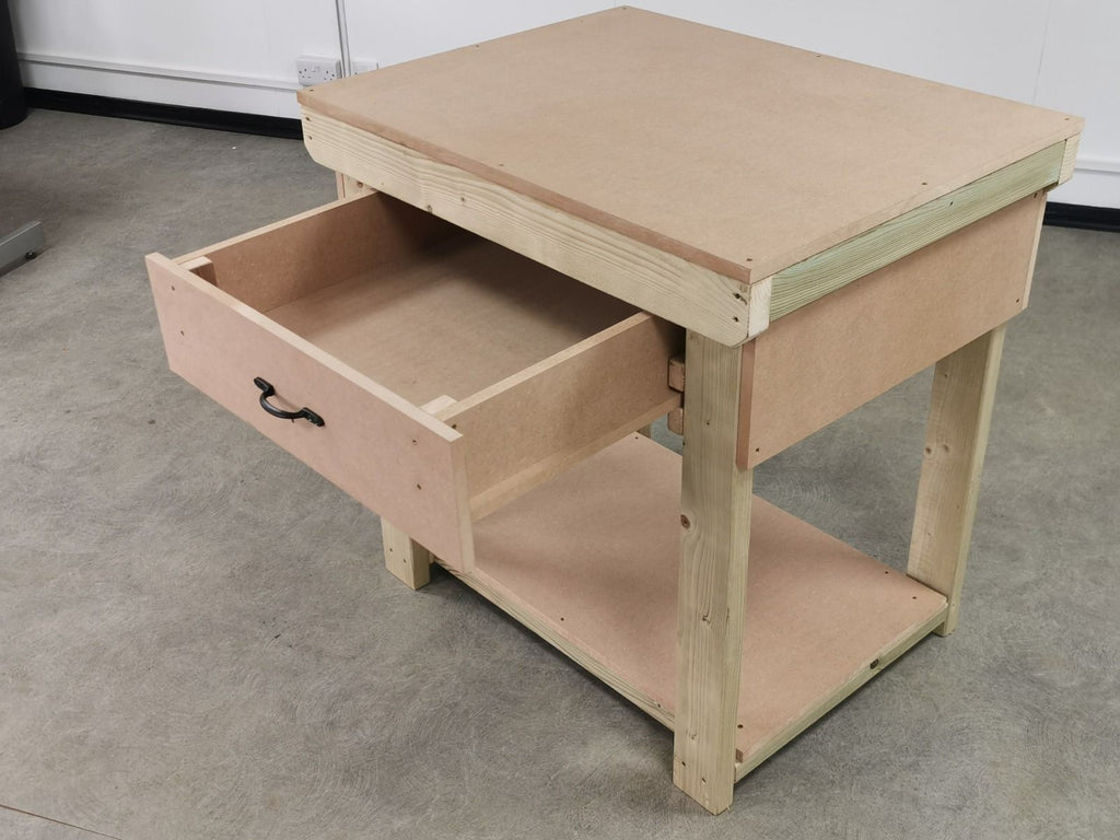 Wooden MDF top workbench, tool cabinet with drawers (V.1)