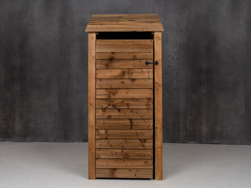 Wooden Log Store with Door and Shelf W-79cm, H-126cm or 180cm, D-88cm - Brown Finish