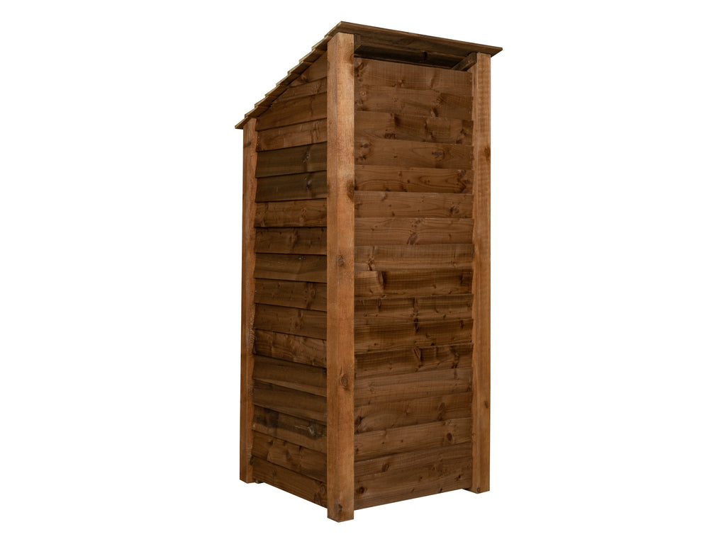 Wooden Log Store with Door and Shelf W-79cm, H-126cm or 180cm, D-88cm - Brown Finish