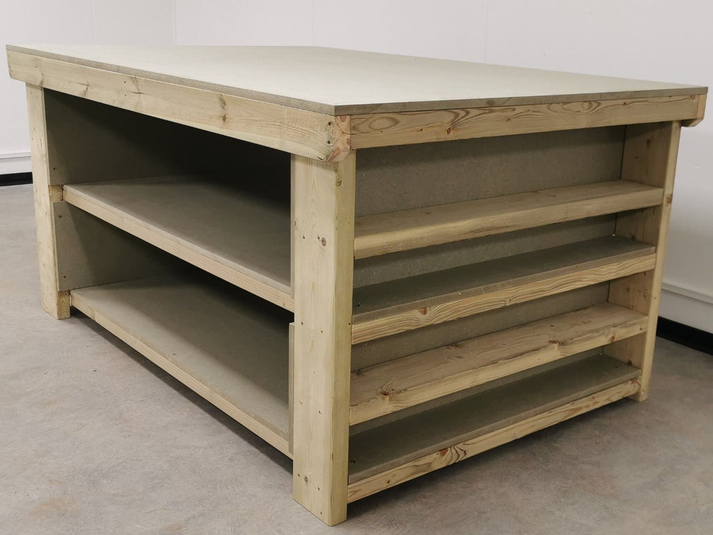 Wooden UniMDF Moisture Resistant Workbench with Extra Shelving Depth-4ft
