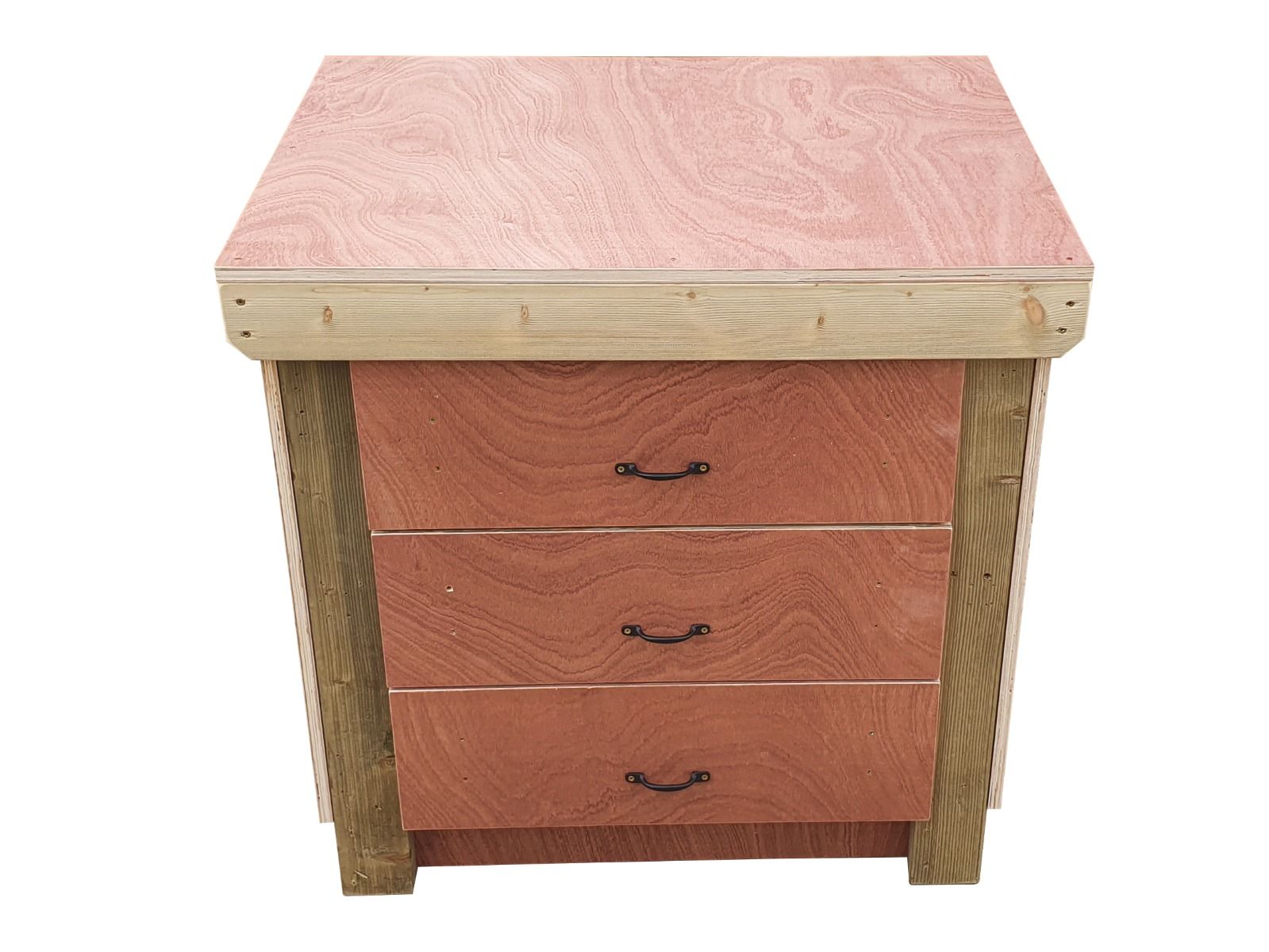 Wooden Eucalyptus Hardwood Top Workbench, Tool Cabinet With Drawers (V.2)