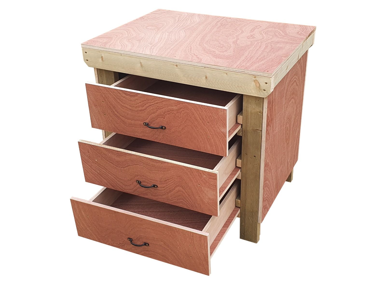 Wooden Eucalyptus Hardwood Top Workbench, Tool Cabinet With Drawers (V.2)