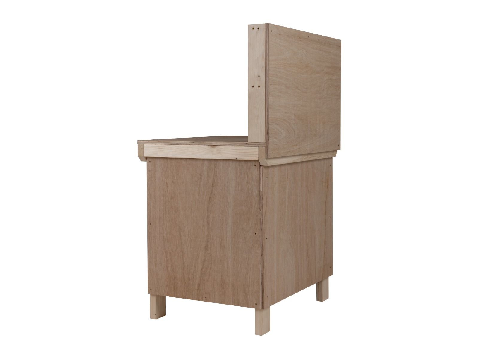 Wooden Eucalyptus hardwood top workbench with lockable cupboard (V.9) with back panel and double shelf