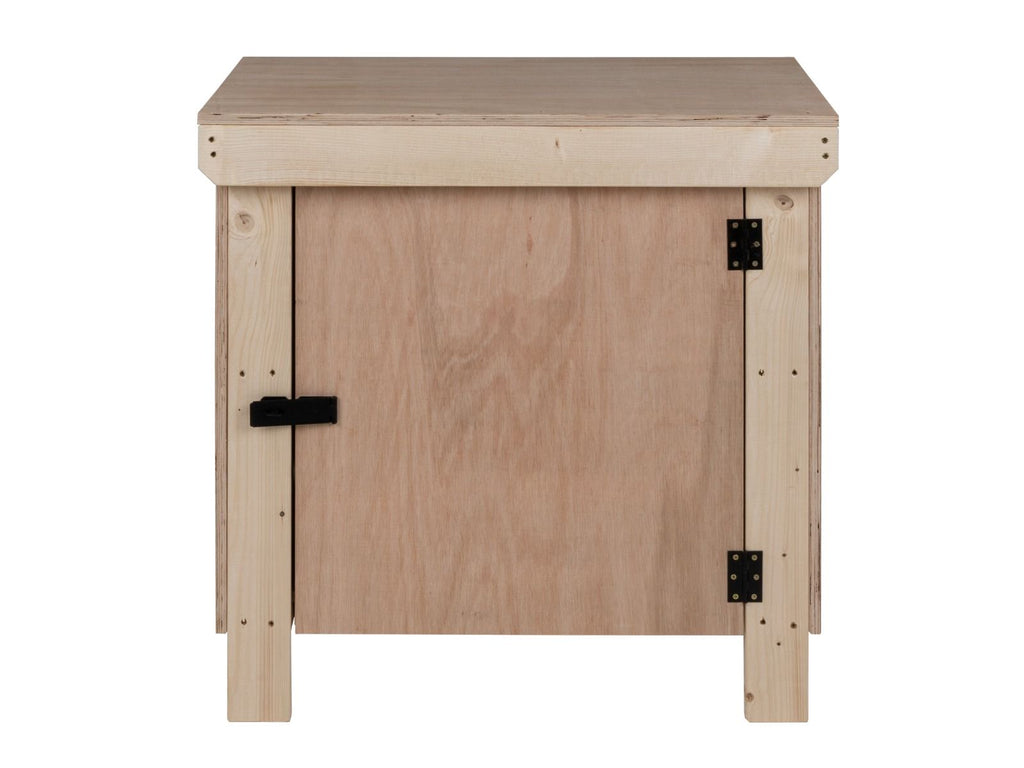 Wooden Eucalyptus hardwood top workbench with lockable cupboard (V.9)