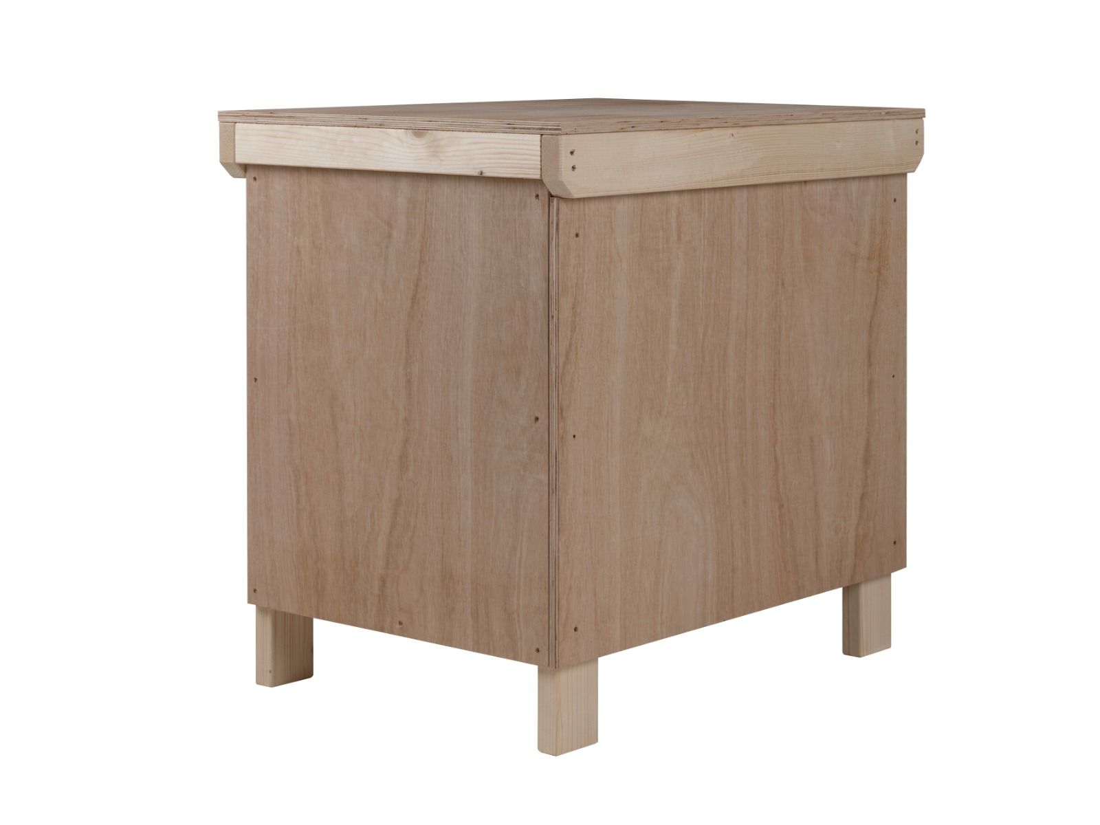 Wooden Eucalyptus hardwood top workbench with lockable cupboard (V.9) with double shelf