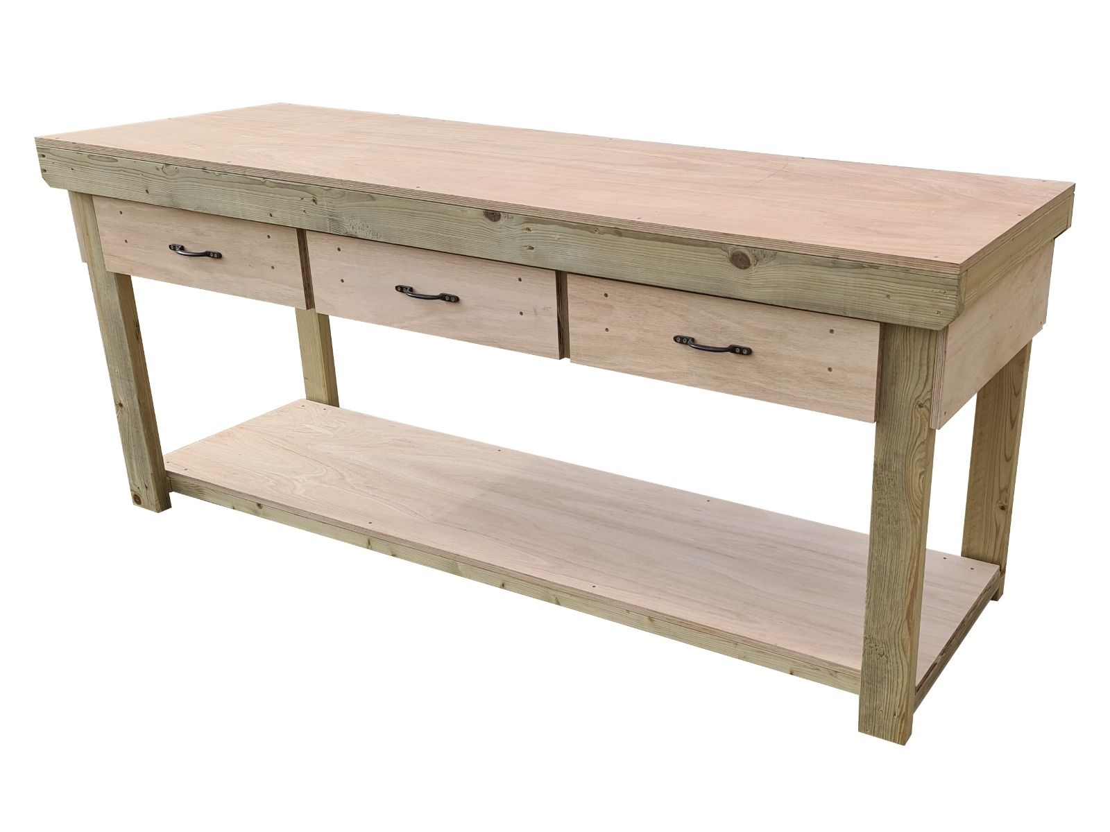 Wooden Eucalyptus hardwood workbench, tool cabinet with drawer (V.1)