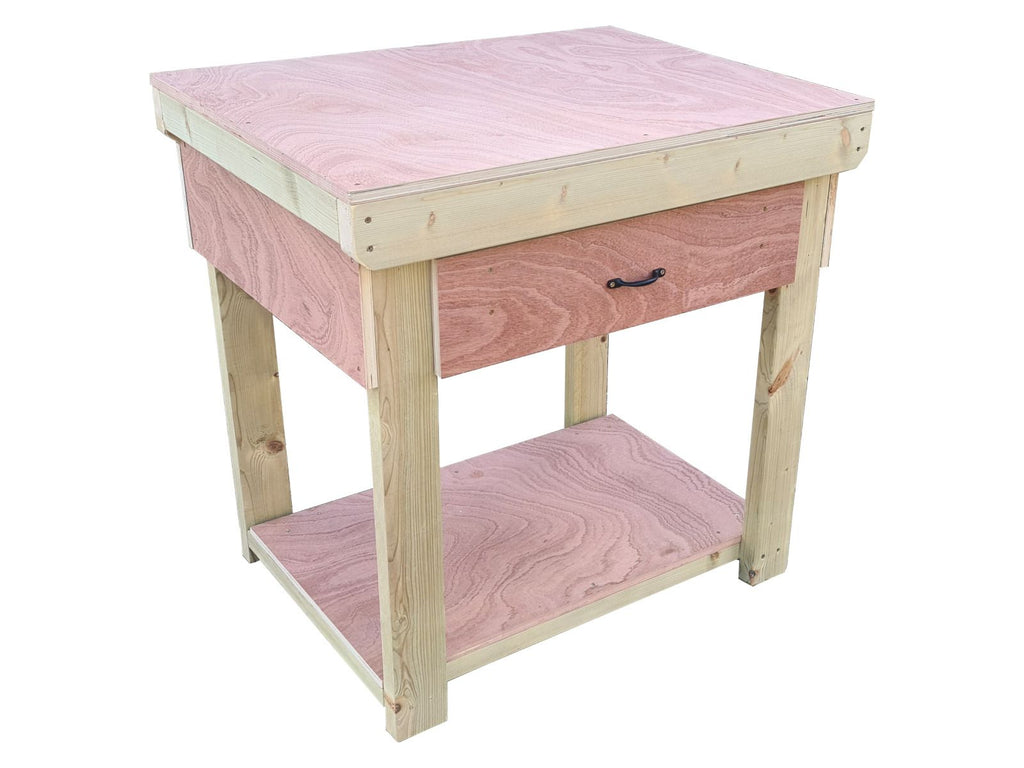 Wooden Eucalyptus hardwood workbench, tool cabinet with drawer (V.1)
