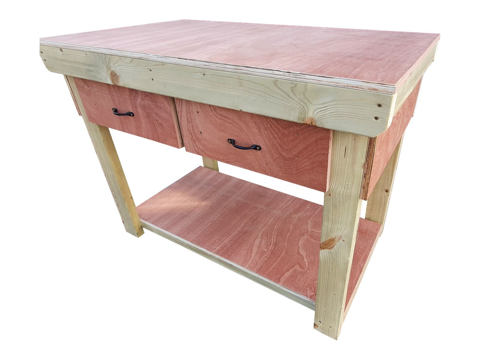 Wooden Eucalyptus hardwood workbench, tool cabinet with drawer (V.1)