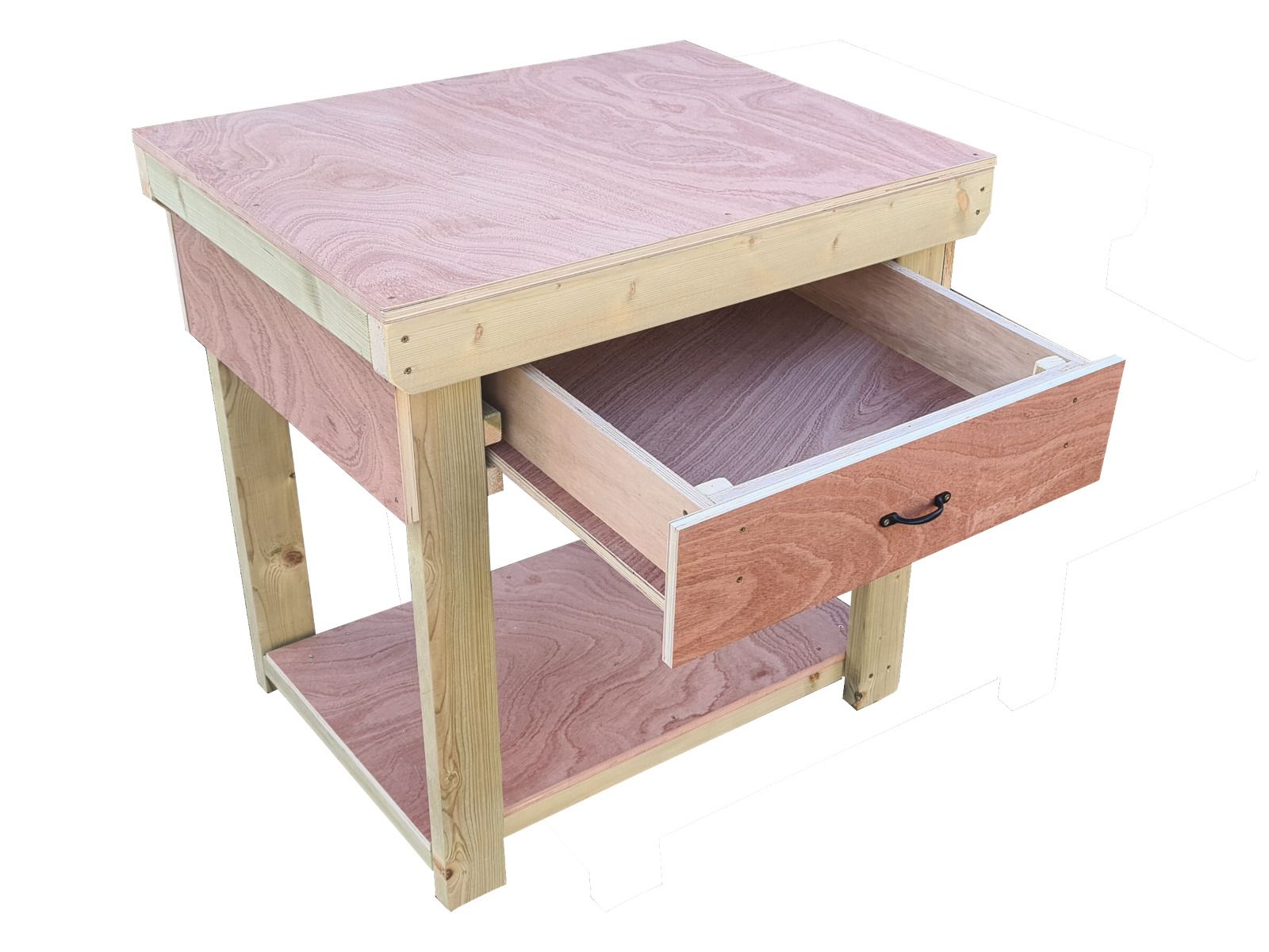 Wooden Eucalyptus hardwood workbench, tool cabinet with drawer (V.1)
