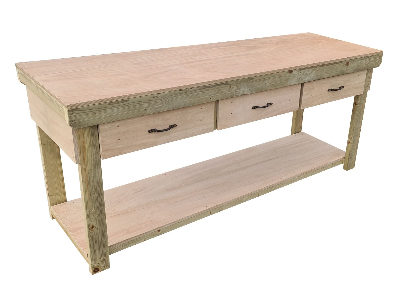Wooden Eucalyptus hardwood workbench, tool cabinet with drawer (V.1)