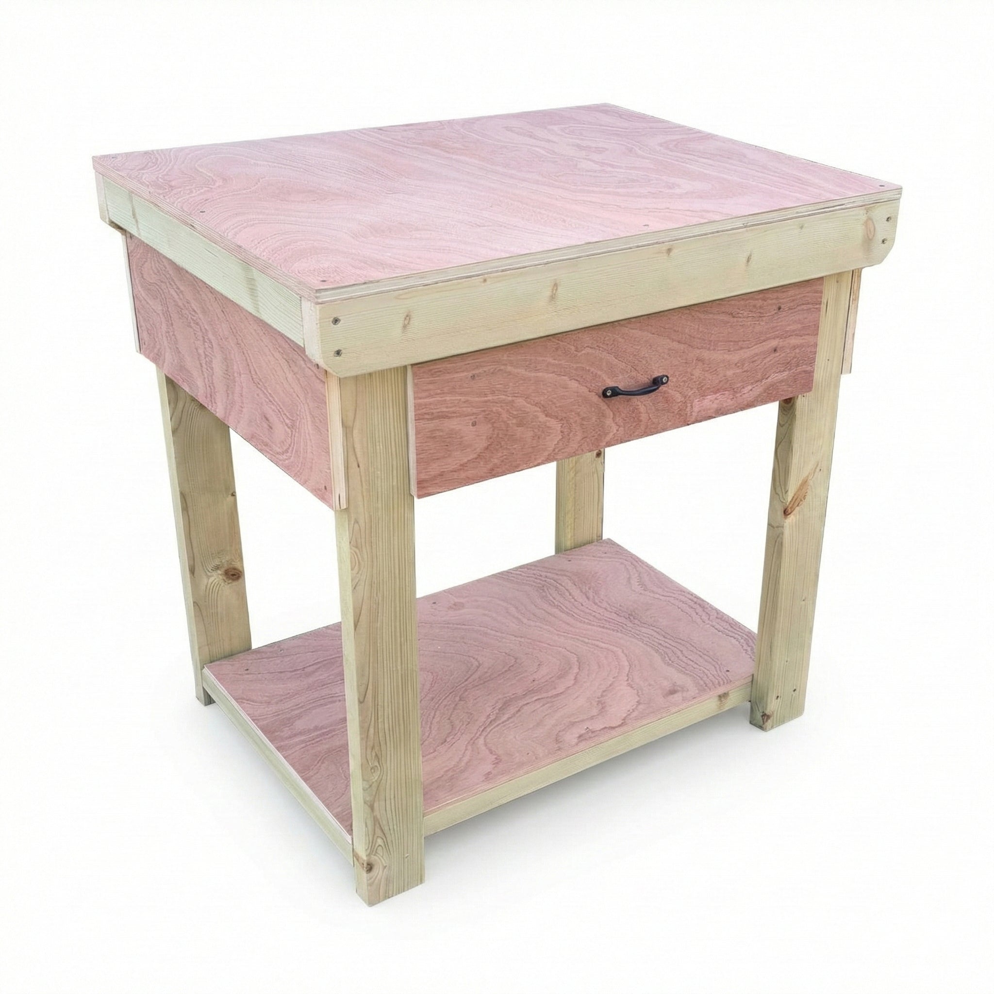 Wooden Eucalyptus hardwood workbench, tool cabinet with drawer (V.1)