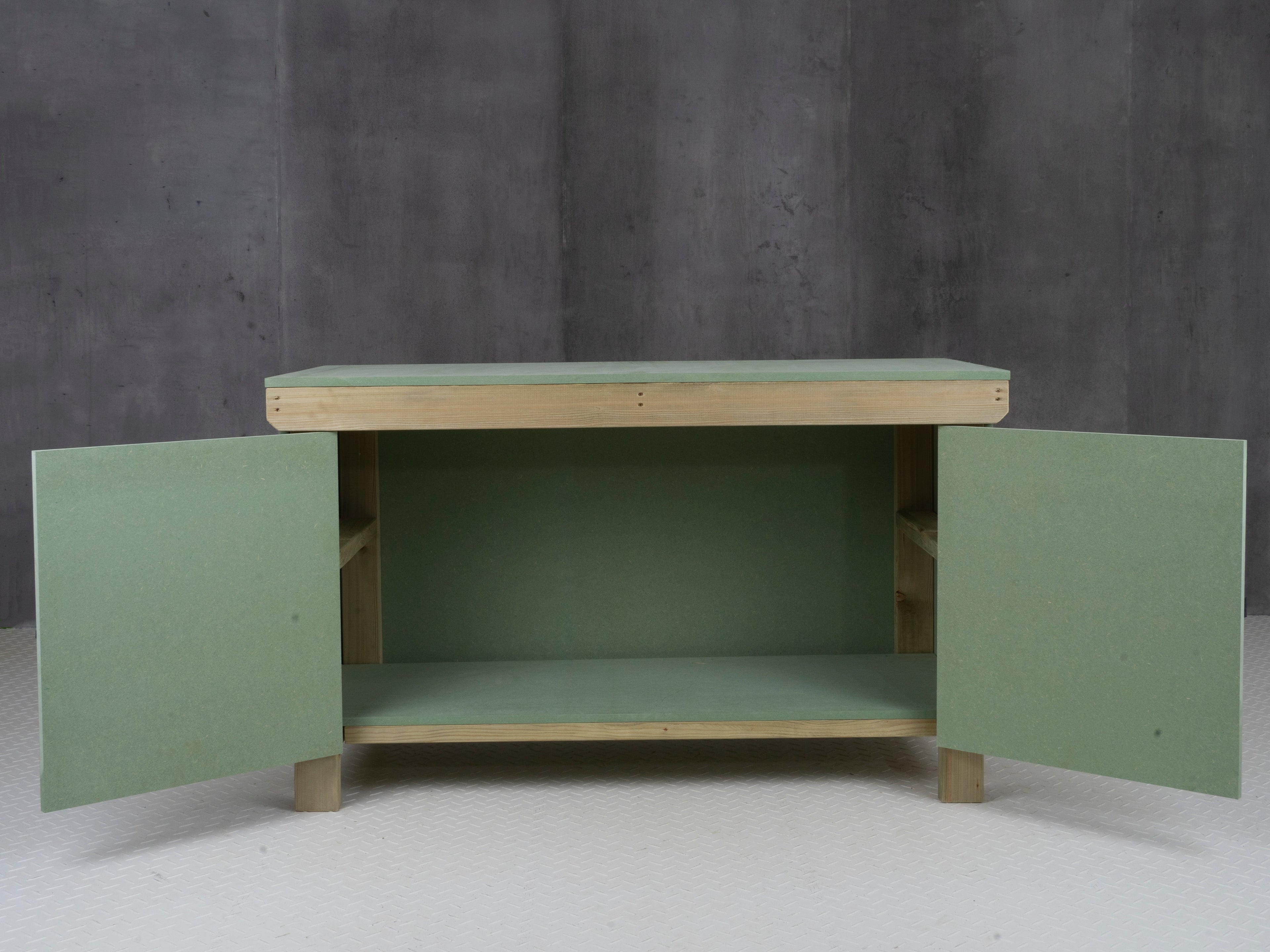 Wooden UniMDF Moisture Resistant Workbench With Lockable Cupboard (V.9)