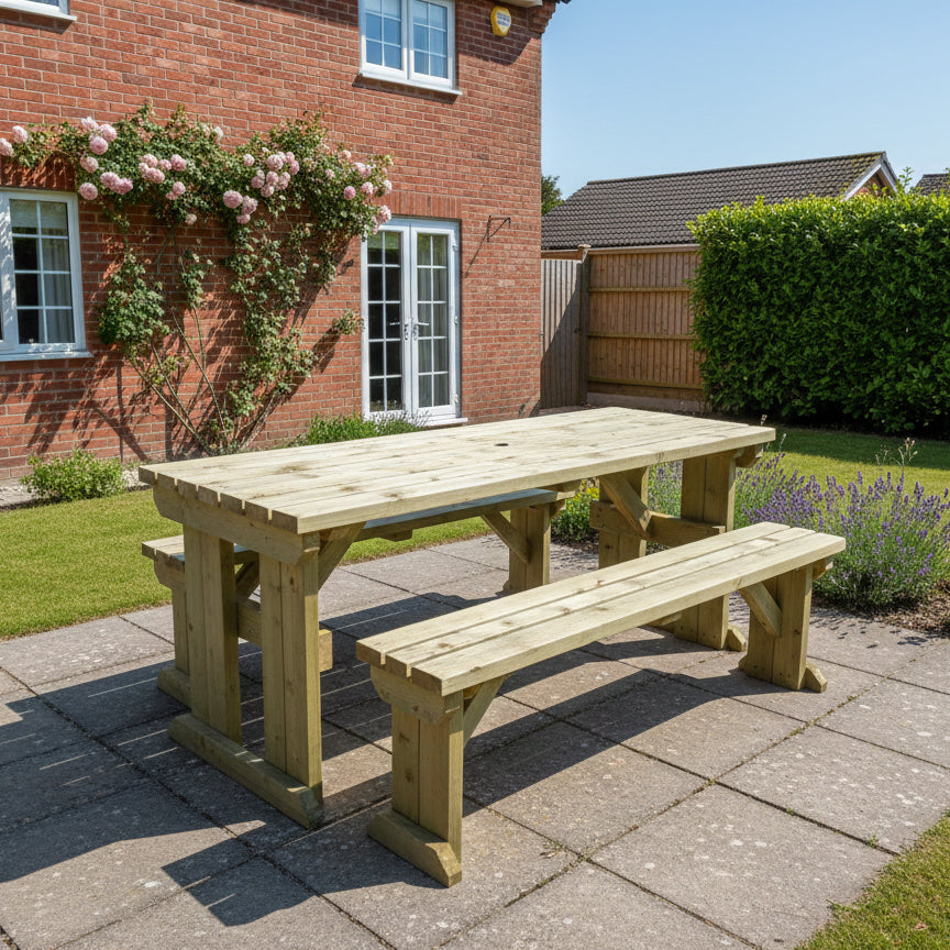 Yews Space Saving Picnic Table and Benches Set