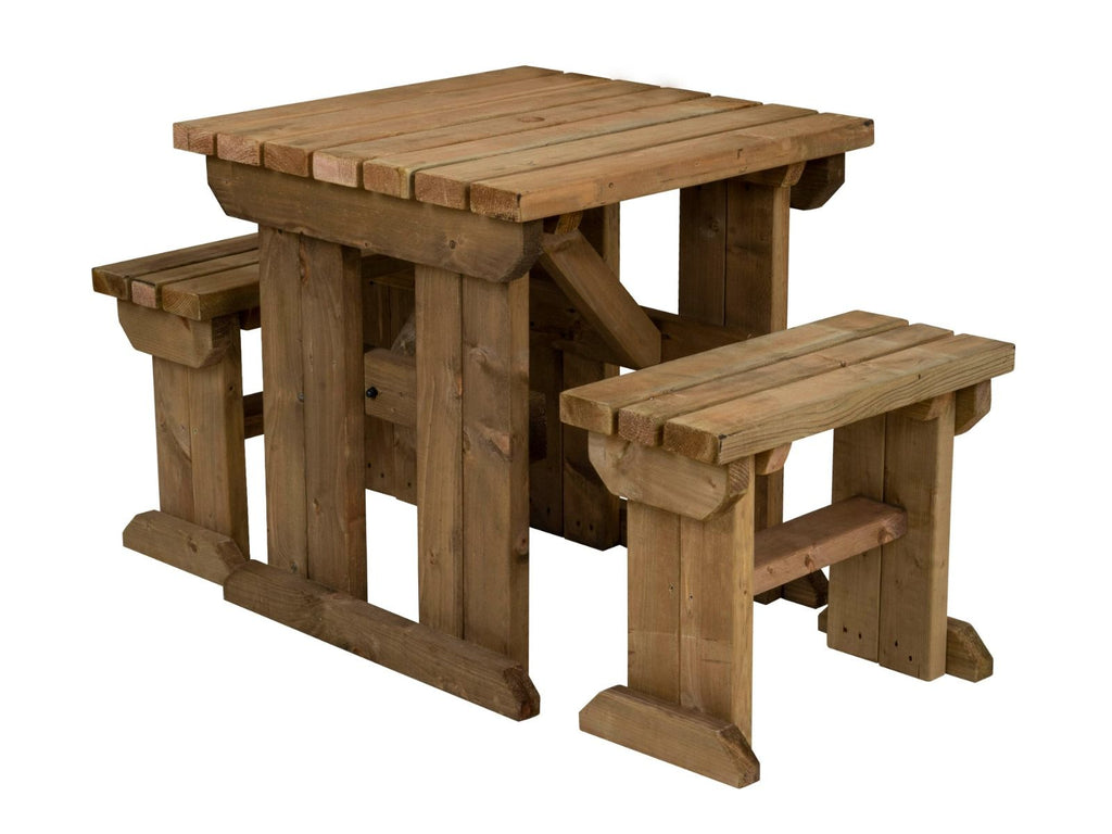 Yews Space Saving Picnic Table and Benches Set - Rustic Finish