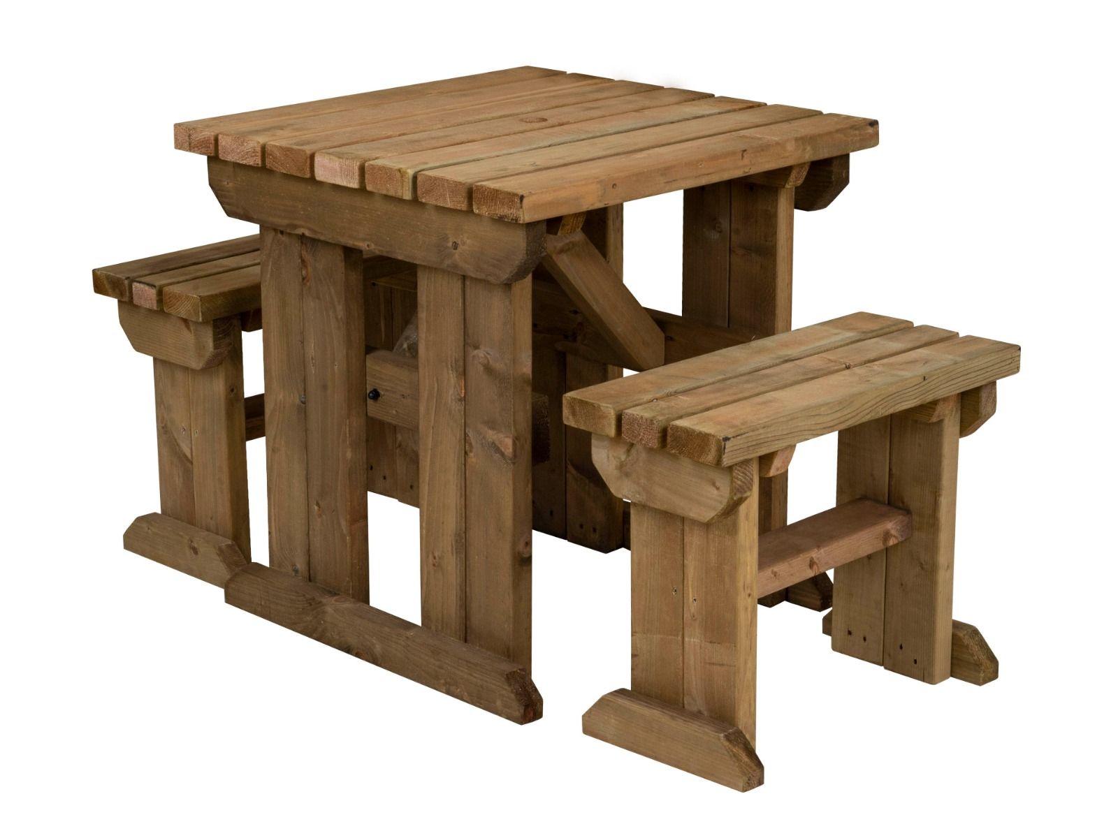 Yews Space Saving Picnic Table and Benches Set - Rustic Finish