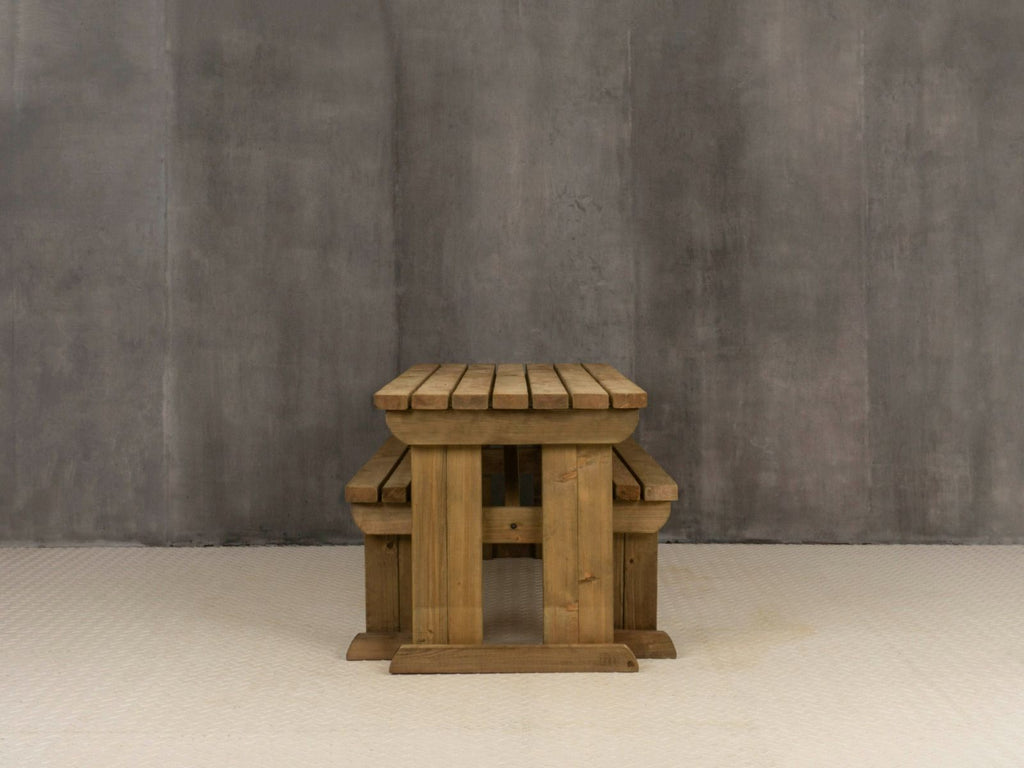 Yews Space Saving Picnic Table and Benches Set - Rustic Finish