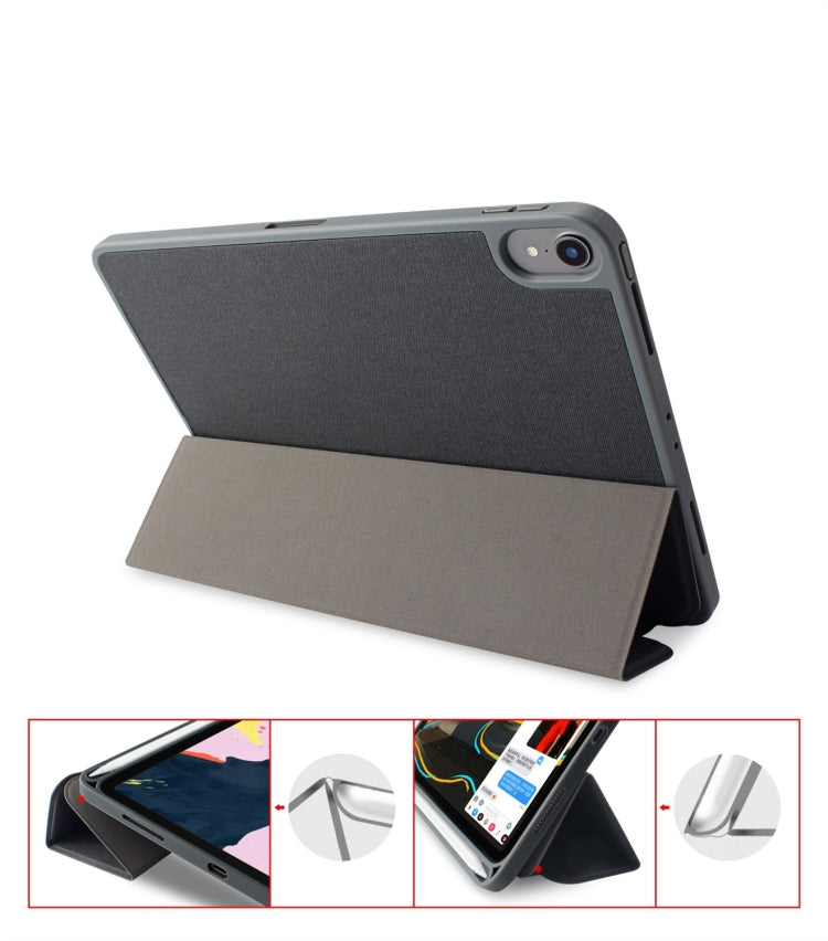 Mutural Exquisite Series Cloth Texture PU+TPU Leather Case for iPad Pro 12.9 inch (2018),  with 3-Fold Holder & Pen Slot & Sleep & Wake-up Function
