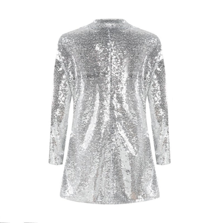 Women Sequined Suit Jacket Without Buckle Stage Clothing(Color:Black Size:XXL), S, M, L, XL, XXL