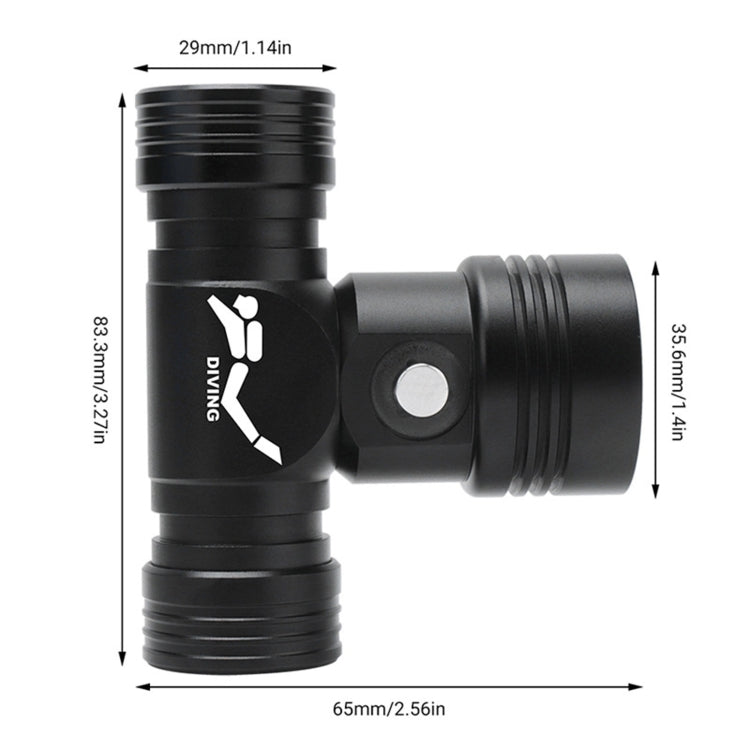60m Underwater Photography Video Fill-up Headlight Diving Flashlight with Battery Display Function(Headlight+Battery+Charger)