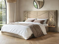 Flair Fallon TV Side Lift Ottoman Bed Beige Velvet Double
