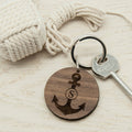 Personalised Anchor and Initial Round Wooden Keyring