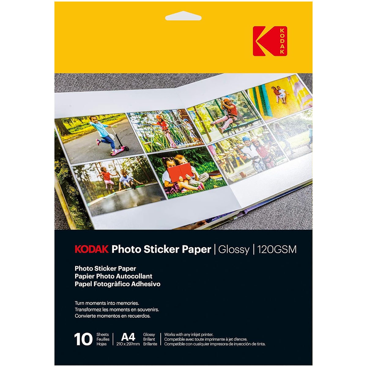 Kodak A4 120 GSM Glossy Photo Sticker Paper - Pack of 10