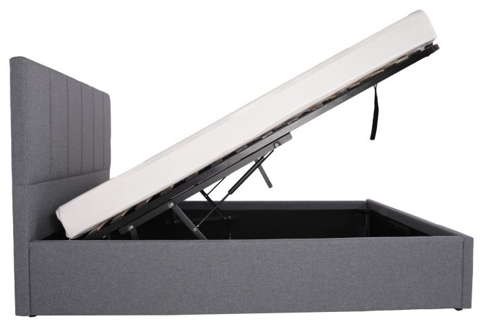 Waltz Double Fabric Ottoman Bed Grey