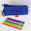 Blue Pencil Case With Personalised Pencils & Crayons