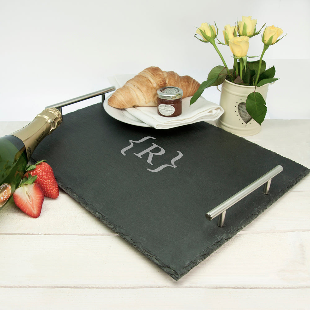 Personalised Breakfast In Bed Slate Tray - Brackets Design