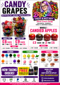 Big Sals Crystal Candy Grapes – Hard Crack Sugar Coated Grapes (Pick 2 Colours, Flavours & Toppings)