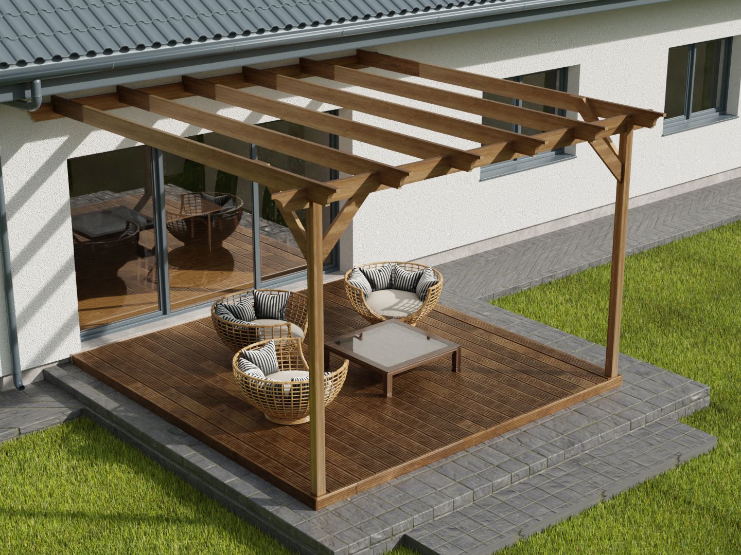 Wall Mounted Pergola and Decking Kit Champion Design
