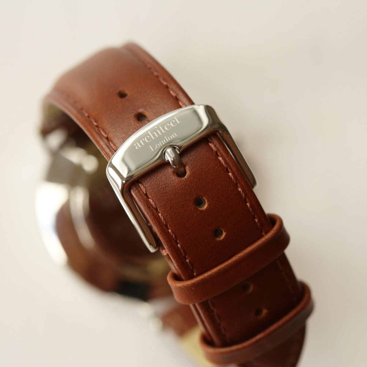Contactless Payment Watch - Men's Architect Zephyr, Walnut Strap, Modern Font Engraving