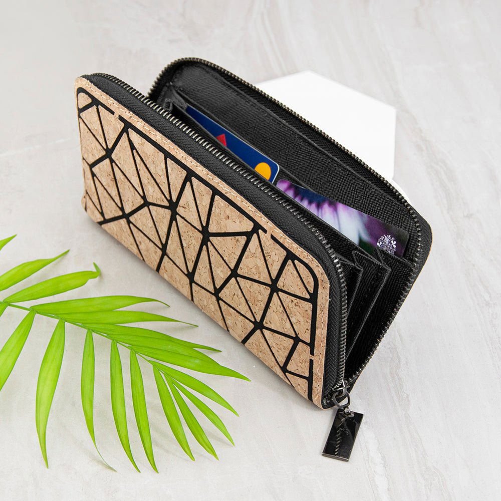 Cork Geometric Zip Wallet