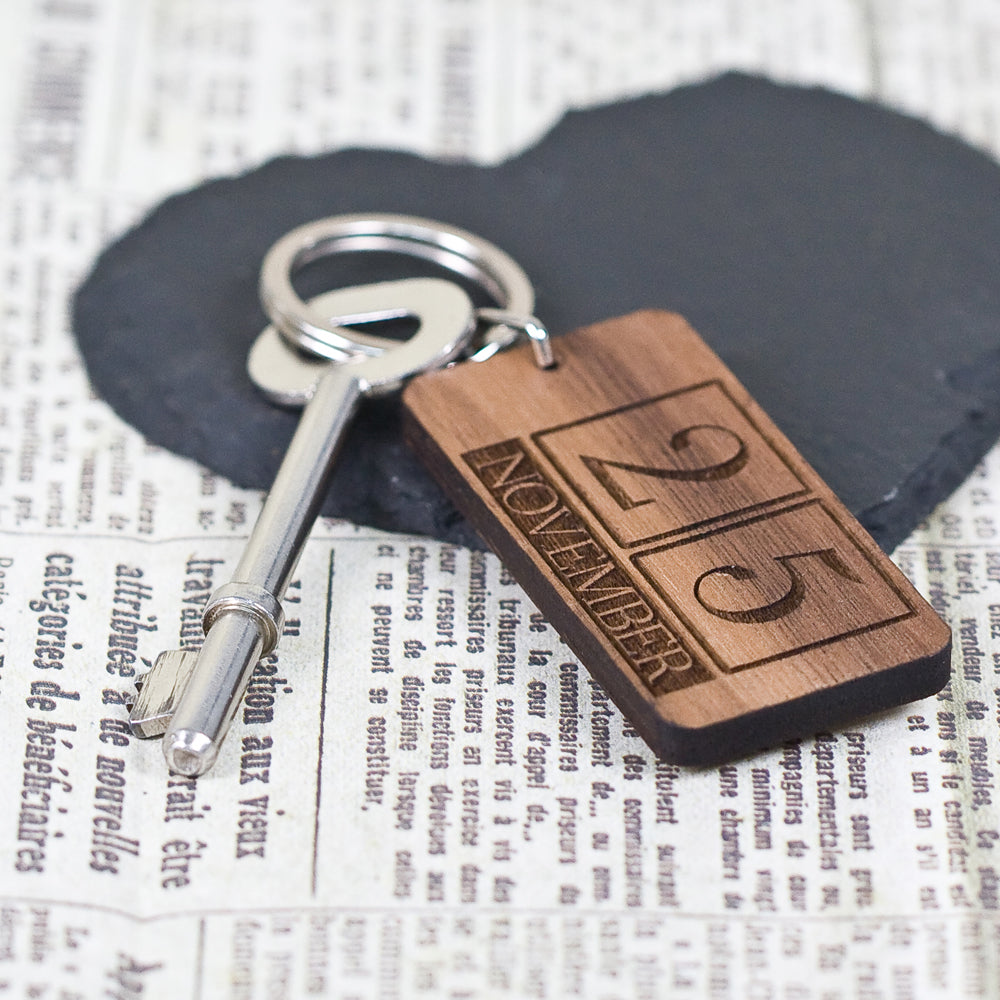 Personalised Custom Special Date Keyring - Rectangle Calendar Design