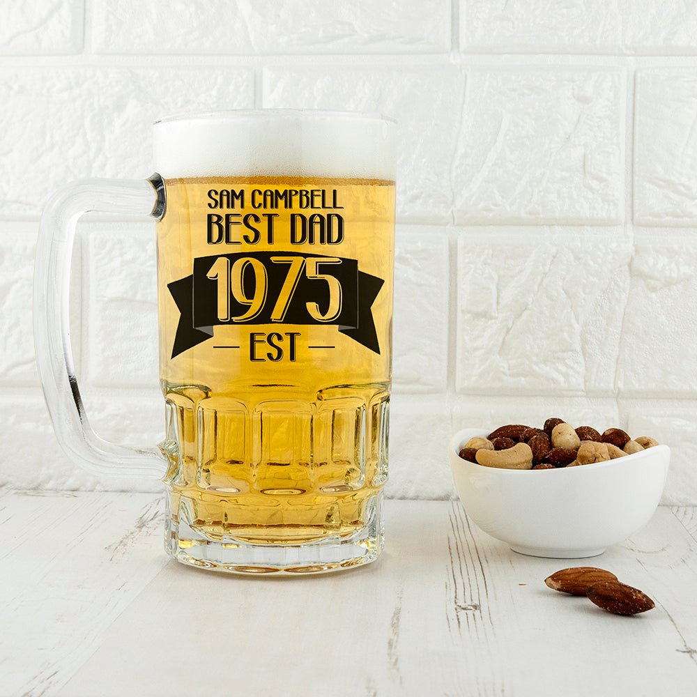 Dad's Personalised Established Beer Glass Tankard