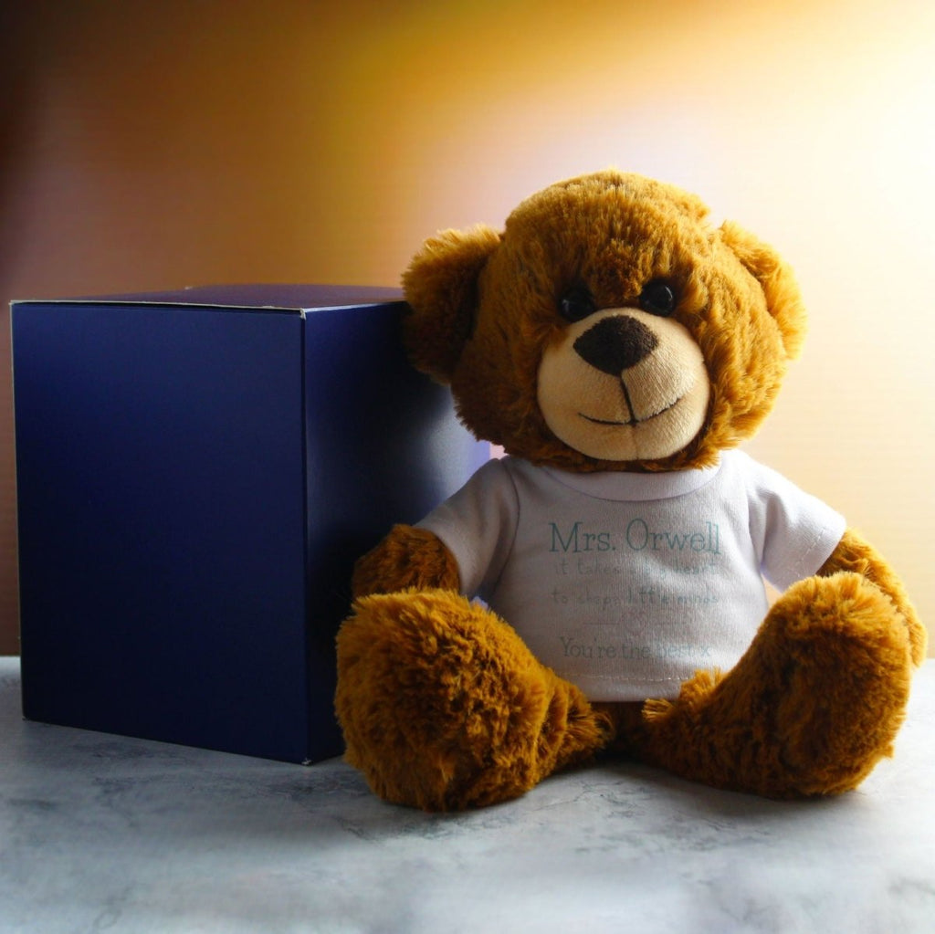 Dark Brown Teddy Bear with A Big Heart Shapes Little Minds Design