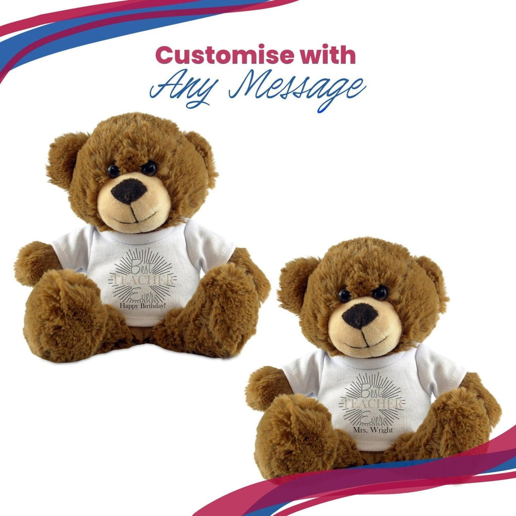 Dark Brown Teddy Bear with Best Teacher Ever Design T-Shirt